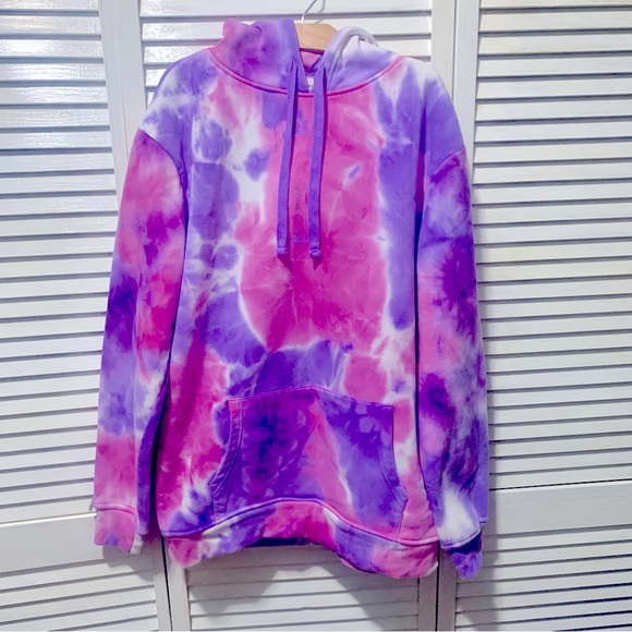 Pink and purple tie dye hoodie - Picture 1 of 4